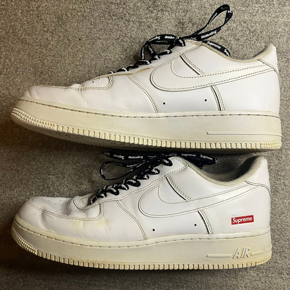 Nike Air Force 1 Low Supreme White Box Logo Mens Size 10 CU9225-100